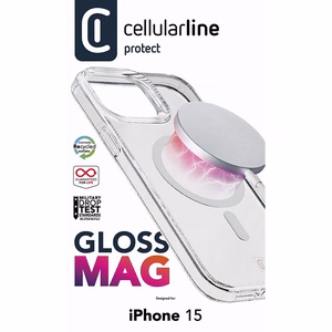 Cellularline Gloss Mag vāciņš ierīcei iPhone 15, saderīgs ar MagSafe, caurspīdīgs