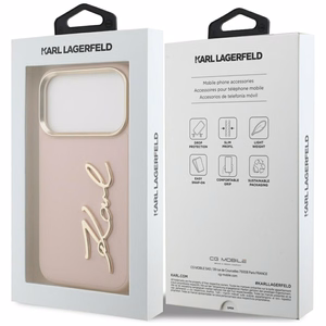 Karl Lagerfeld Karl Script Logo viedtālruņa apvalks iPhone 17 Pro - rozā