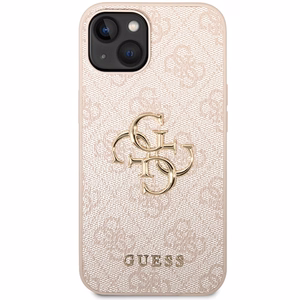 Guess 4G Big Metal Logo viedtālruņa apvalks iPhone 15 Plus - rozā