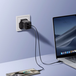 Joyroom JR-TCG17 45W 2 x USB-C sienas lādētājs (UK spraudnis) - melns