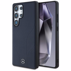 Mercedes Ādas Iespiestas līnijas Magnētiskais apvalks Samsung Galaxy S25 Ultra - zils