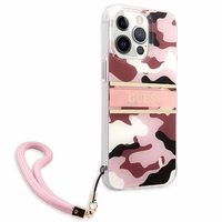Guess GUHCP13LKCABPI iPhone 13 Pro / 13 6.1" rozā/rozā cietais apvalks Camo Strap Collection