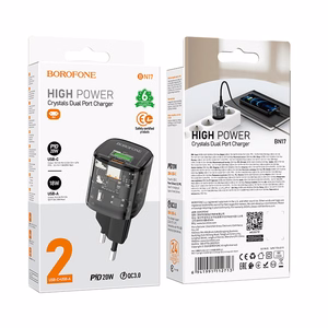 Borofone Сетевое зарядное устройство BN17 Sunlight - USB + Type C - QC 3.0 PD 20W 3A чёрный