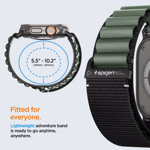 SPIGEN WBF1 siksniņa APPLE WATCH 6 / 7 / 8 / 9 / 10 / SE / ULTRA 1 / 2 (44 / 45 / 46 / 49 MM) melns/zaļš