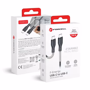 Forcell F-Energy QC4.0 PD 5A 240W Carbon 1m USB-C to USB-C cable CB-05C black