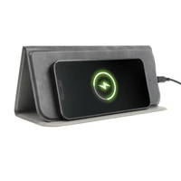 Peles paliktnis ar bezvadu lādētāju 15W OJD-82 brūns pelēks