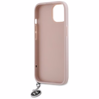 Karl Lagerfeld Saffiano Rhinestones & Charm viedtālruņa apvalks iPhone 15 / 14 / 13 - rozā