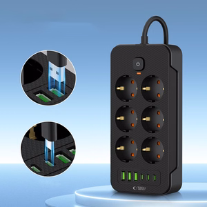 TECH-PROTECT PC6X6 PAGARINĀTĀJS 3 USB & 3 TYPE-C & 6 LIGZDU 200CM MELNS