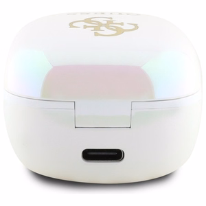 Guess Bluetooth austiņas GUTWSJ144ESH TWS + dokstacija baltas/baltas varavīksnes 4G drukāts logotips