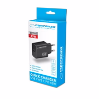 Esperanza EZC108K mains charger 45W melns