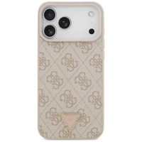 Guess Ādas 4G trīsstūra logotipa Strass Magnētiskais apvalks iPhone 17 Pro Max - rozā