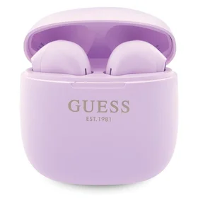 Guess GUTWST26PSU TWS Bluetooth austiņas + dokstacija - violetas Classic EST logotips