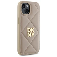 DKNY Quilted Stack Logo viedtālruņa apvalks iPhone 15 - bēšs