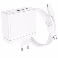 Borofone sienas lādētājs BN11 Imperial - USB + 2xType C - QC 3.0 PD 100W ar Type C uz Type C kabeli balts