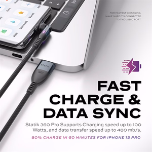 STATIK Statik 360 Pro kabelis 2.0 USB-C; 1 m, melns