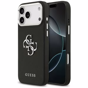Guess Grained Big 4G Classic Logo case for iPhone 17 Pro Max - black