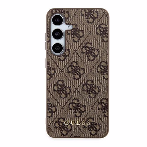Guess 4G Metal Gold Logo viedtālruņa apvalks Samsung Galaxy S24 - brūns