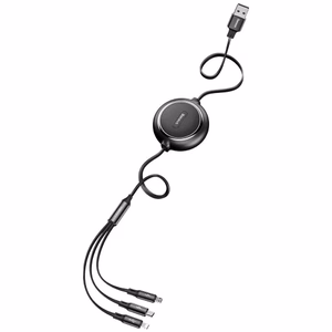 USB kabelis Baseus 3in1 melns 35cm / 120cm