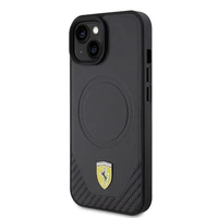 Ferrari FEHMP15SPTEK iPhone 15 6.1" melns/melns cietais apvalks Carbon Metal Logo MagSafe