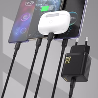 Dudao A26LEU PD 20W GaN USB-C Wall Lādētājs with USB-C to Lightning Kabelis - Melns