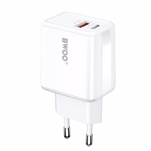 BWOO sienas lādētājs CDA182 QC 38W 1x USB-A + 1x USB-C ar USB-C C-Lightning kabeli 1 m melns