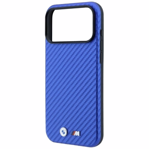 BMW aizsargvāciņš ierīcei iPhone 18 Pro / 17 Pro: (Carbon Metal Logo), saderīgs ar MagSafe, krāsa – zila