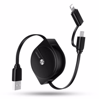 USAMS satīts kabelis U1 2in1 1m melns (lightning/microUSB) SJ192USB01 (US-SJ192)