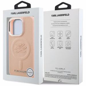 Karl Lagerfeld iniciāļu un metāla logotips MagSafe maciņš iPhone 16 Pro Max - rozā