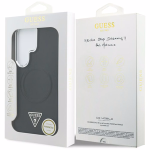 Guess maciņš Embossed Ring Triangle Logo MagSafe priekš Samsung Galaxy S26 Ultra melns