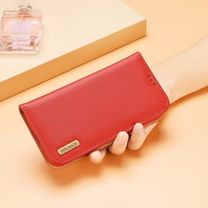 Dux Ducis Hivo ādas atverams vāciņš īstas ādas maks kartēm un dokumentiem iPhone 14 Pro brūna