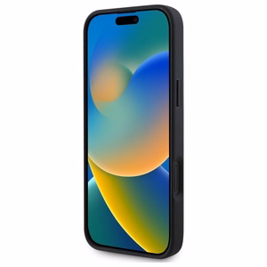 Viedtālruņa apvalks Guess 4G Gredzens Klasiskais Logotips MagSafe iPhone 16 - melns