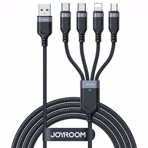 Joyroom Multi-Use Series S-A18 4в1 USB-A - USB-C / USB-C / Lightning / micro USB кабель 1.2m - чёрный