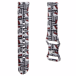 Hello Kitty Silicone Heads & Stripes universal 20mm - black