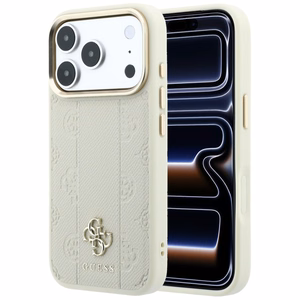 Guess Stripe Peony 4G Logo MagSafe maciņš modelim iPhone 18 Pro / 17 Pro – krāsa: bēša