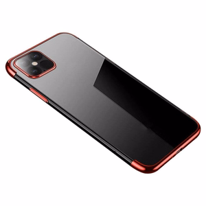 Caurspīdīgs krāsains apvalks Gel TPU ar elektroplāksnes rāmi Xiaomi Mi 11 sarkans