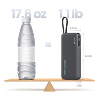 Cuktech CUKP200NGLDG 55W 20000mAh Portatīvais lādētājs ar iebūvētu USB-C kabeli - pelēks