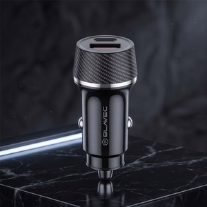 Blavec BS-03B-C Carbon auto lādētājs USB + Type C QC 3.0 18W PD 30W ar Type C - Type C kabeli melns