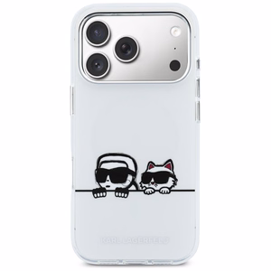 Karl Lagerfeld IML Karl & Choupette Peekaboo Logo MagSafe Case for iPhone 17 Pro - White