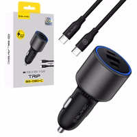 Blavec Auto lādētājs BS-06D-C Trip - USB + 2xType C - QC 3.0 18W PD 65W ar Type C to Type C (CCBS06DCQ-U2CB) melns