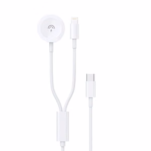 Dudao A12MAX-2in1 USB-C to iWatch / Lightning cable, 20 W, 1.2 m, White