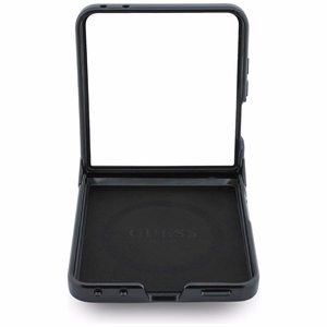 Melns Guess 4G Classic MagSafe vāciņš Samsung Galaxy Z Flip8 tālrunim