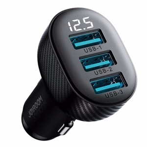 Joyroom JR-CCD03 3.4A automašīnas lādētājs ar 3x USB-A ekrānu - melns