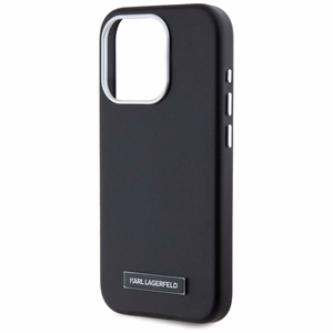 Karl Lagerfeld FW Metal Plate Magnētiskais iPhone 15 Pro Max viedtālruņa apvalks - melns