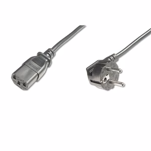 Digitus Power Cord Cable Power Cord, Schuko (CEE 7/7 ) 90ø angled - C13 M/F, H05VV-F3G 0.75qmm Black