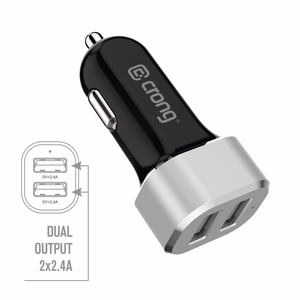 Crong Power 24 W automašīnas lādētājs ar 2 USB-A pieslēgvietām, 2.4 A, alumīnija