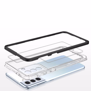 Clear 3in1 viedtālruņa apvalks Samsung Galaxy S23+ silikona apvalks ar rāmi melns