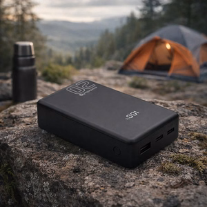 Ārējā baterija 20 000mAh, 1x USB, 2x USB-C, 20W, QC4+, LCD ekrāns, melns
