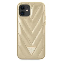 Guess GUHCP12SPUVQTMLBE iPhone 12 mini 5.4" zelta/zelta cietais apvalks V-Quilted kolekcija