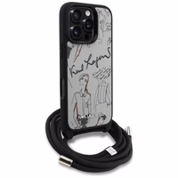 Karl Lagerfeld Crossbody graudainais raksts un logotipa apvalks iPhone 16 Pro - pelēks