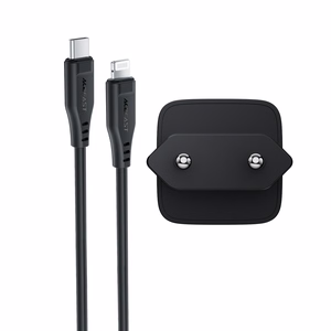 Acefast A118 30W GaN USB-C tīkla lādētājs ar 1.2m USB-C uz Lightning kabeli - melns